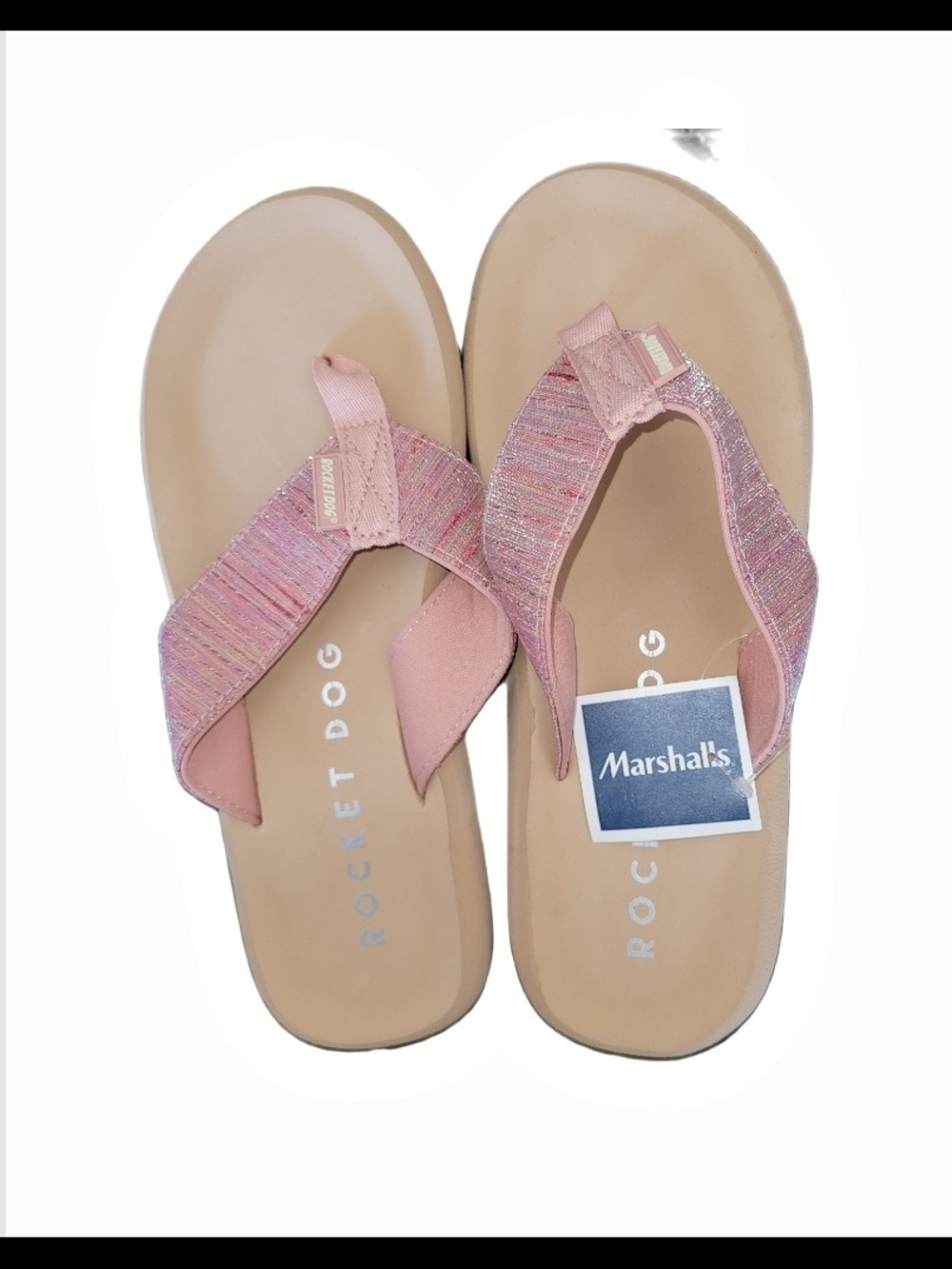 Rocket Dog Pink Glitter Strap Flip Flops